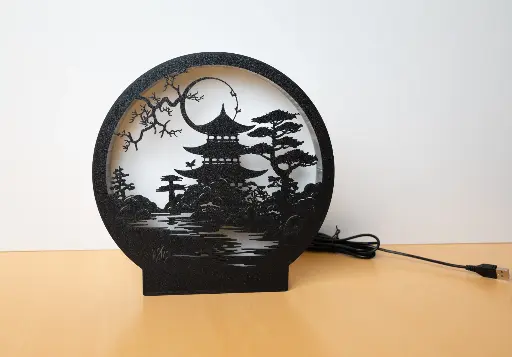 [3DP_LED_RELIEF_JARDIN_JAPON] Lampe jardin japonais