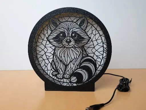 [3DP_LED_RATON_LAVEUR_VITRAIL] Lampe raton-laveur